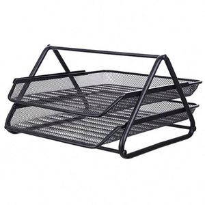 Best Quality Home Office Desktop <b>File</b> <b>Tray</b> Detachable 2 Tiers Metal Mesh Stackable Desk <b>File</b> Document Organizer - Product Image 2