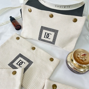 BSCI Custom Eco Friendly Recycling Canvas Cosmetic <b>Bags</b> With Button Travel Canvas Zipper <b>Make</b> <b>up</b> Pouch - Product Image 4