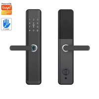 Serrure de porte intelligente avec déverrouillage par empreinte digitale et clé, contrôle via l'application Tuya, compatible Wi-Fi pour plusieurs types de portes