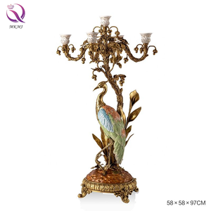 1&amp;3 Cup Parrot Candle Holder High-quality 5 Head <strong>Peacock</strong> Long Tailed Bird Candelabra Luxury Antique Copper Porcelain Home <strong>Decor</strong> - Product Image 4