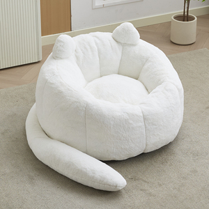 Evacuated Shrink-Wrapped Playful Cat Style Sectional Solo Seater <b>Inflatable</b> Gentle Touch Coral Velvet Upholstery Relaxing Floor - Product Image 6