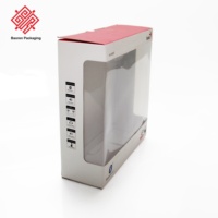 Boîte pliante personnalisée avec fenêtre découpée, boîte en papier à couvercle rabattable avec fenêtre en PVC pour haut-parleur Bluetooth et produits électroniques grand public