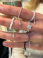 Zierlicher handgemachter Schmuck Naturstein ringe Glass amen perle Spacer Süßwasser perlen ring Heil kristall perlen ring für Frauen