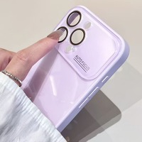 Coque de téléphone en verre effet glace avec grande fenêtre pour iPhone 17 Pro, 16, 15, 14, 13, 12, 11, 17 Pro Max, protection d'appareil photo couleur bonbon