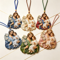 Ornement suspendu personnalisé en résine UV gaufrée, thème religieux catholique chrétien, Saint Joseph, Sainte Famille, Bébé Jésus, vente en gros d'usine