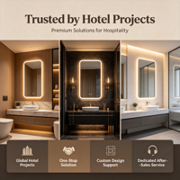 Meuble-lavabo de salle de bain avec lavabo, miroir à LED avec interrupteur tactile, lavabo fin pour hôtel