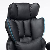 JOHOOFURNITURE Grand bureau de direction en cuir PU noir avec support lombaire, chaise de bureau exécutive