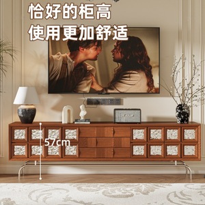 Meuble TV en bois de frêne de style vintage avec tiroirs de rangement, meuble TV sur pied pour salon - Product Image 4