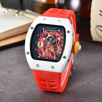 Montre Homme Tendance à Cadran Creux en Quartz Ultra-Brillant Effet Œil de Démon, Bracelet en Silicone, Montre de Sport Forme Seau, Meilleure Vente