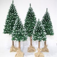 Weißer beflockter Weihnachtsbaum mit Naturholzstamm, verschneiter Kiefer, Jutebasis für Heim-, Hotel- und Einkaufszentrum-Dekoration