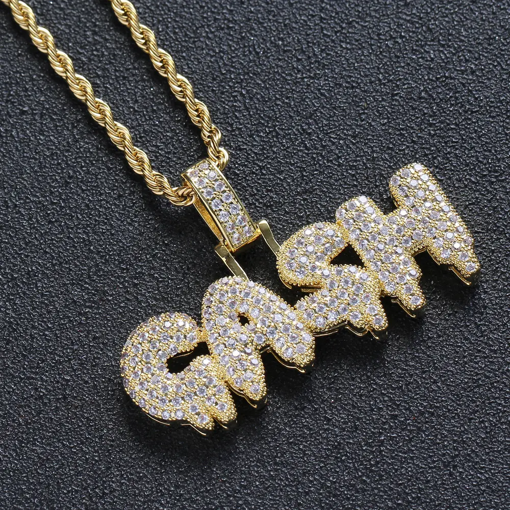 Customized Personality Letter CASH Full Zirconium Men ice out CUSTOM CHAIN big necklace