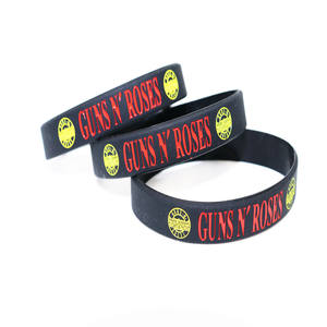 Pulseras de silicona inspiradas en Guns <span class=keywords><strong>N</strong></span>' <span class=keywords><strong>Roses</strong></span>, desata tu interior Rocker, logotipos icónicos, pulsera rellena de color grabado para promociones - Product Image 1