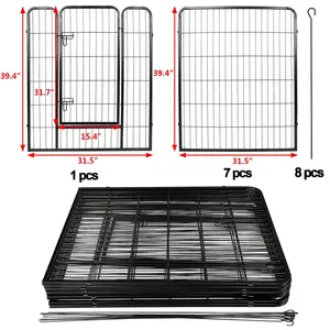 Penne da gioco per cuccioli con rivestimento nero in filo metallico box per animali domestici 8 pannelli recinzione per animali domestici