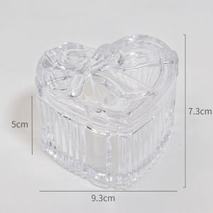 Pot de rangement en verre rayé en forme de cœur avec couvercle pour chambre à coucher, récipient de stockage alimentaire - Product Image 4