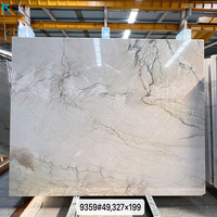 Dalles de quartzite naturel Mont Blanc du Brésil, veines grises, design moderne, surface polie, écologique, durable, imperméable