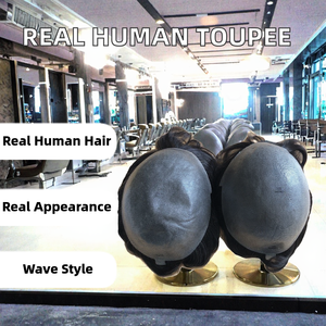 100% Real Non-Remy Base de piel humana Sistema de reemplazo de cabello 0,08-0,10mm Cabello indio natural Doble nudo Tupé derecho Diseño PU - Product Image 2