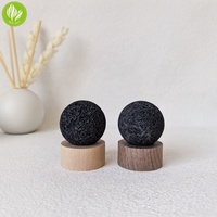 Diffuseur de boule de lave écologique à vente chaude, base en bois naturel, arôme de haute qualité, cadeau d'aromathérapie, désodorisant d'air, noir