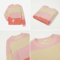 Pull en Mohair Tricoté Respirant à Rayures Amples pour Homme, Col Rond, Manches Longues, Calibre 7GG, 500g, Style Business Décontracté, ODM Automne Hiver
