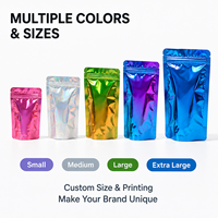 Sac en BOPP auto-adhésif holographique laser pour livraison express de mascara, rouge à lèvres, vêtements, accessoires, cosmétiques