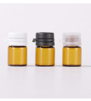 Mini botella de vidrio transparente o ámbar, botella de vidrio borosilicato, ampolla para pastilla con tapa, 1 ml