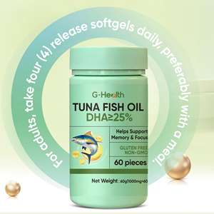 Масло тунца G-HemlthTUNA, содержание DHA >25%, способствует улучшению памяти и концентрации внимания, без глютена, без ГМО, 60 капсул - Product Image 1