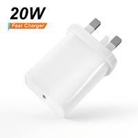 Chargeur mural portable pliable Type-C PD 20W de style UK/EU/US/AU pour téléphone portable, écouteurs, montre connectée OVP/OCP/OTP