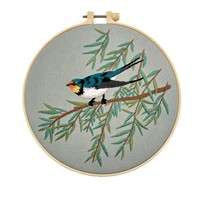 Kit de broderie DIY style chinois Changxu Craft Spring Day Swallows, motif rond décoratif en tissu de style ancien, artistique