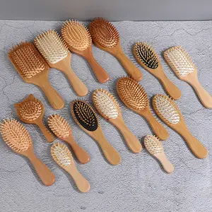 Eco Friendly Massager Comb Personal Wood Wide Tooth Air Cushion Antic Static Detangle Paddle Hairbrush Bamboo Hair Brush