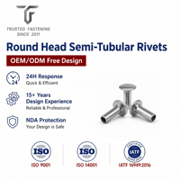 Rivets semi-tubulaires à tête ronde personnalisés TianFang pour prototypes d'accessoires marins, en aluminium anodisé, tailles sur mesure, fourniture OEM ODM