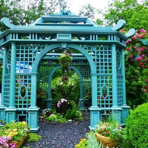 Gazebo de Jardín con Estructura de Hierro Forjado y <span class=keywords><strong>Techo</strong></span> de Tela Impermeable, Diseño Portátil para Eventos Temporales - Product Image 6