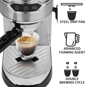 Cafetera espresso profesional Dsp de 1.8L, semiautomática, de acero inoxidable, con espumador de leche para el hogar y la cocina. - Product Image 3