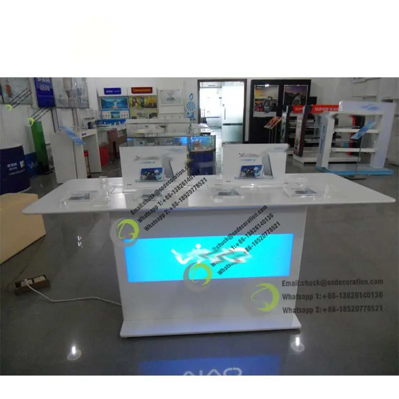 Factory Direct Sale Mobile Store Furniture Mobile Display Counter Phone Showcase With LED Logo