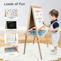 Chevalet double face personnalisé COMMIKI avec tableau noir et tableau blanc, autocollants magnétiques de chiffres et d'alphabet anglais