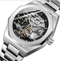 Montre squelette automatique mécanique de luxe en acier inoxydable de la marque Forsining