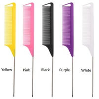 Vente en gros de peigne de coiffure résistant à la chaleur en fibre de carbone logo personnalisé tressage épingle à taquiner de précision peignes de séparation de cheveux queue de rat