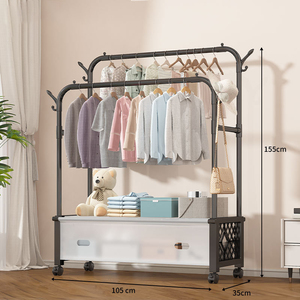 Porte-vêtements sur pied avec étagère à chaussures intégrée - Product Image 1