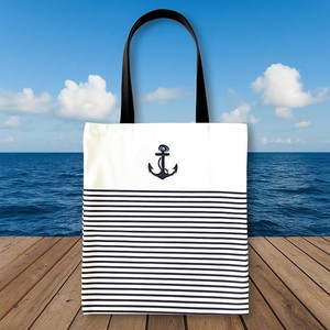 Sac fourre-tout en coton d'inspiration marine avec patch ancre - Product Image 6