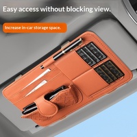Boîte de rangement multifonction pour voiture en cuir Nappa, élégante, pour pare-soleil, porte-lunettes, porte-cartes de visite, porte-mouchoirs, clips pour lunettes de soleil