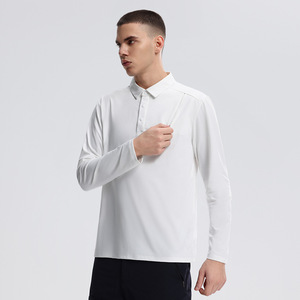 <span class=keywords><strong>Polo</strong></span> a maniche lunghe da uomo, nuova collezione, con colletto alla coreana, tinta unita, per primavera autunno, abbigliamento casual da lavoro - Product Image 6