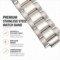 Correa de Reloj Clásica de Acero Inoxidable Sólido, Correa de Repuesto de Metal Plateado con Cierre Plegable, Brazalete para Reloj de Hombre