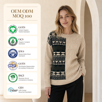 Pull en laine et viscose pour femme, style preppy, motif jacquard torsadé, col rond, tricoté, style Old Money personnalisé