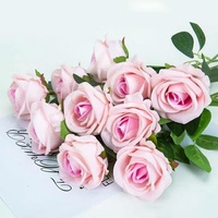 Bouquet de mariée en soie artificielle réaliste de 50 cm, rose blanche, pour la décoration de la maison et de mariage, Saint-Valentin et Thanksgiving