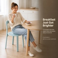 Chaise de salle à manger en plastique nordique, chaise empilable à dossier arqué coloré pour la cuisine et la maison