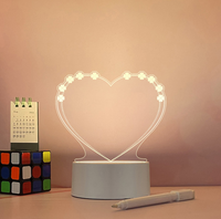 Tableau lumineux LED en acrylique vierge USB pour messages, notes, bricolage, effaçable, lumière de nuit 3D, base rectangulaire, lumière de table créative