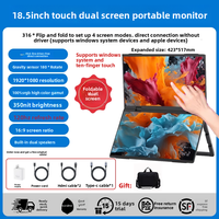 Écran portable OEM 18,5 pouces LCD double/triple écran pour ordinateur portable, moniteur FHD IPS HDR tactile, écran empilable pliable intégré pour