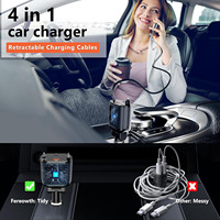 Usine en gros 4 en 1 60W nouvelle ligne télescopique automatique chargeur de voiture PD chargeur de charge rapide chargeur de voiture rétractable