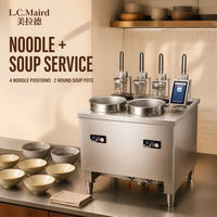 Cuisinière à nouilles à 4 brûleurs avec commande tactile, 2 marmites à soupe, cuisinière électrique commerciale pour la restauration