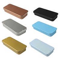 Boîte en étain rectangulaire recyclable de 80*34*12mm, 15g, noire, blanche, argentée, avec couvercle coulissant, pour pilules, bonbons, parfums solides, emballage en gros