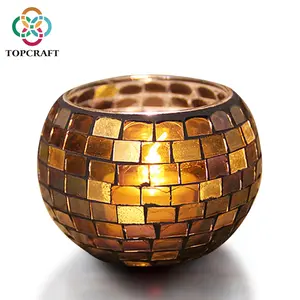 Diwali Decor Wholesale small candle holders made in china mosaic glass lamp candlelight dinner set