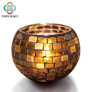 Décorations Diwali en gros, petits bougeoirs fabriqués en Chine, lampe en verre mosaïque, ensemble de dîner aux chandelles - Product Image 1